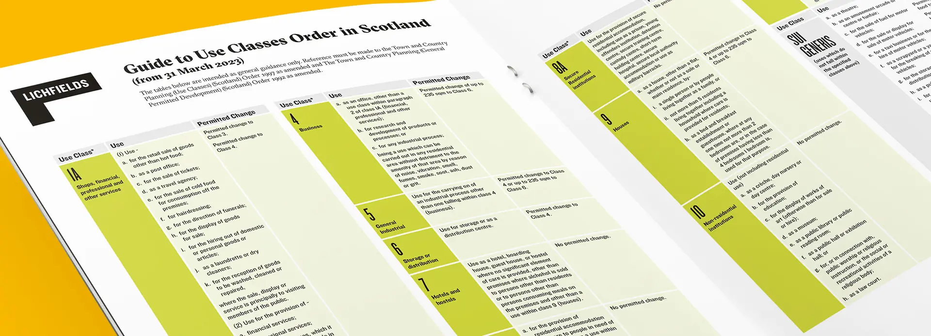 Use Classes Order Guide in Scotland 